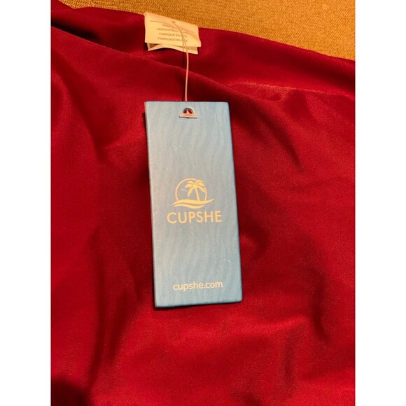 CUPSHE Women's One Piece Swimsuit Asymmetrical Tummy Control NWT Burgundy Size L - Picture 11 of 12